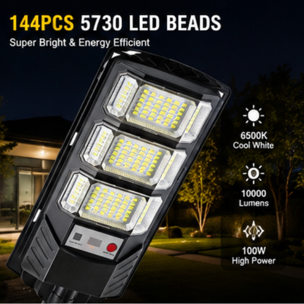 Lampadaires solaires LED d'extérieur - Lot de 2 projecteurs de sécurité étanches avec télécommande