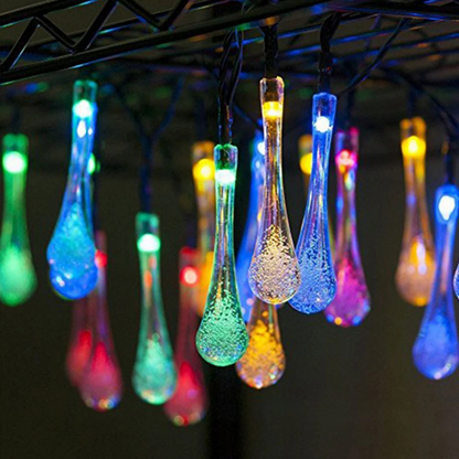 Waterproof Fairy Garden Garland Water Drop Bubble Solar LED Lights
