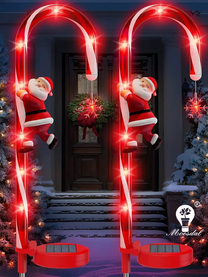 LED Solar Sign Light Christmas Decoration Candy Cane