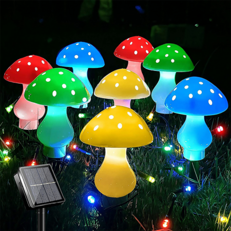 8 lampes solaires LED champignon