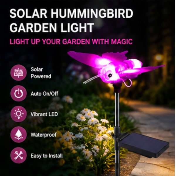 Solar Hummingbird Garden Light - LED Outdoor Decorative Stake Light