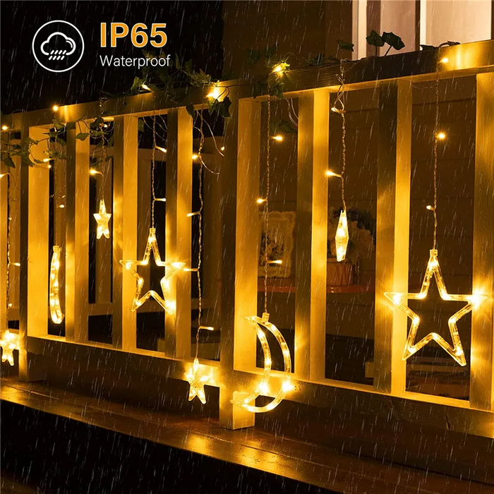 Guirlande Lumineuse Solaire Étoile et Lune Extérieure avec Télécommande 138 LED 8 Modes d'Éclairage