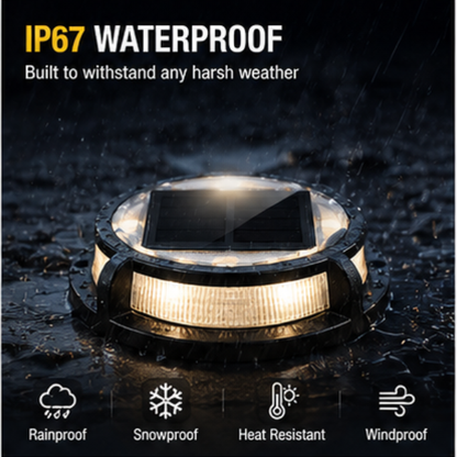 Solar Driveway Marker Lights- 4 Pack IP67 Waterproof Outdoor Solar Dock & Pathway Lights (Warm White)