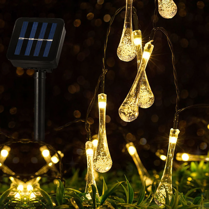 Guirlande lumineuse LED solaire étanche à bulles en forme de goutte d'eau pour jardin féérique