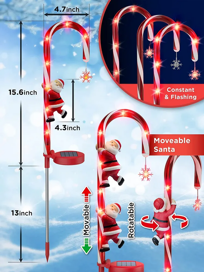 LED Lampe Solaire pour Panneau Décoration de Noël Canne à Sucre