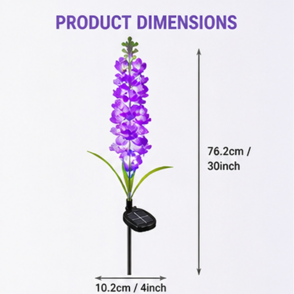 Solar Delphinium Flower Lights - 4 Pack LED Garden Stake Lights with 80 LEDs & Dual Modes