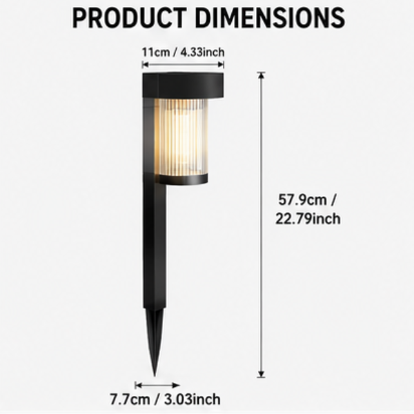 Solar Pathway Lights - 2 Pack Modern LED Garden Lights with 15H Runtime