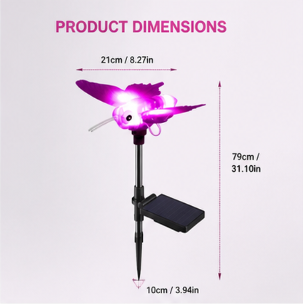 Solar Hummingbird Garden Light - LED Outdoor Decorative Stake Light