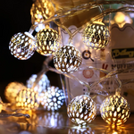 Load image into Gallery viewer, Christmas LED Fairy Light Moroccan Hollow Metal Ball - Battery Powered
