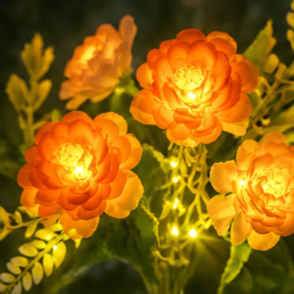 Solar Hibiscus Flower Garden Lights - 2 Pack Champagne LED Pathway Lights with 8 Lighting Modes