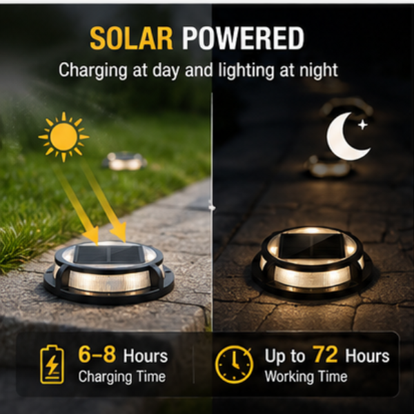 Solar Driveway Marker Lights- 4 Pack IP67 Waterproof Outdoor Solar Dock & Pathway Lights (Warm White)