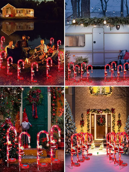 LED Solar Sign Light Christmas Decoration Candy Cane