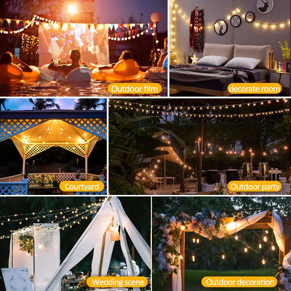 28FT 20 Bulbs Shatterproof Bulbs Patio Solar Lights with Remote