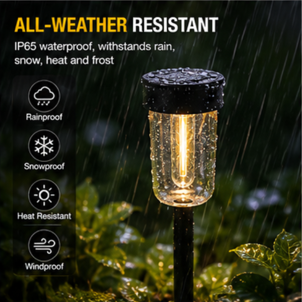 Solar Pathway Lights Outdoor - 4 Pack Waterproof Warm White Garden Lights
