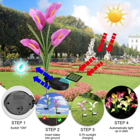 Artificial Lilies Waterproof LED Solar Garden Light