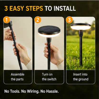 Solar Pathway Lights - Metal LED Garden Lights with Warm White 360° Glow