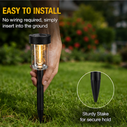 Solar Pathway Lights Outdoor - 4 Pack Waterproof Warm White Garden Lights