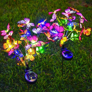Lampes de Jardin Solaires Papillons - Pack de 4 Lampes d'Allée LED Multicolores Étanche pour Décoration Extérieure