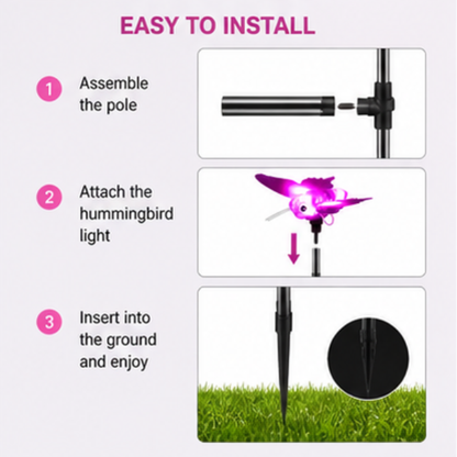 Solar Hummingbird Garden Light - LED Outdoor Decorative Stake Light