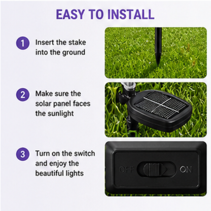 Solar Delphinium Flower Lights - 4 Pack LED Garden Stake Lights with 80 LEDs & Dual Modes
