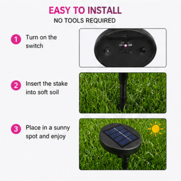 Solar Lily Garden Lights - 4 Pack Color-Changing LED Flower Stake Lights with 6 Bloom Heads