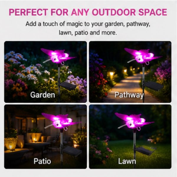 Solar Hummingbird Garden Light - LED Outdoor Decorative Stake Light