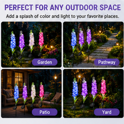 Solar Delphinium Flower Lights - 4 Pack LED Garden Stake Lights with 80 LEDs & Dual Modes