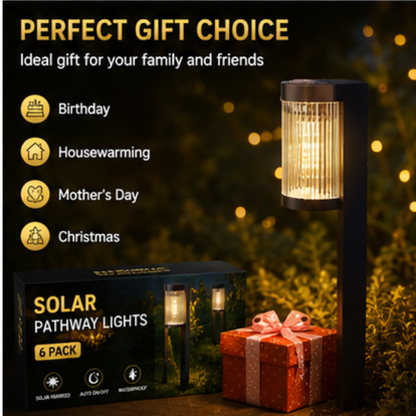 Solar Pathway Lights - 2 Pack Modern LED Garden Lights with 15H Runtime